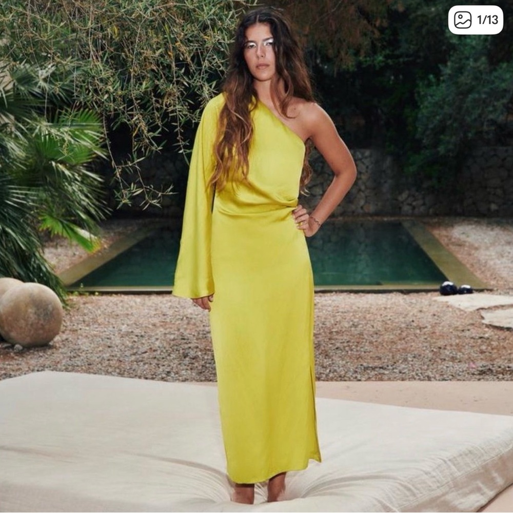 Zara Vibrant Yellow One-Shoulder Dress